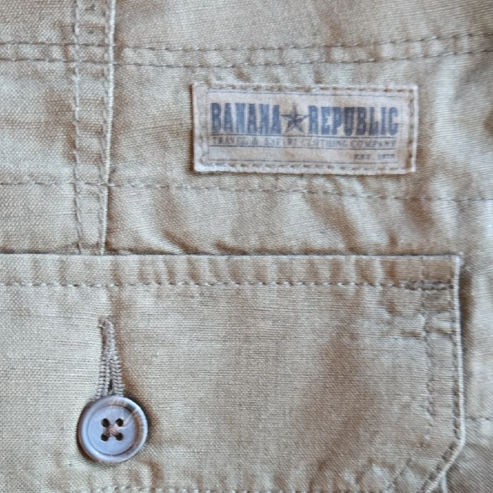 Banana Republic linen & cotton olive khaki green men's casual pants